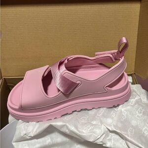 UGG Pink Platform Sandals with Velcro Straps